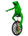 frog riding unicycle